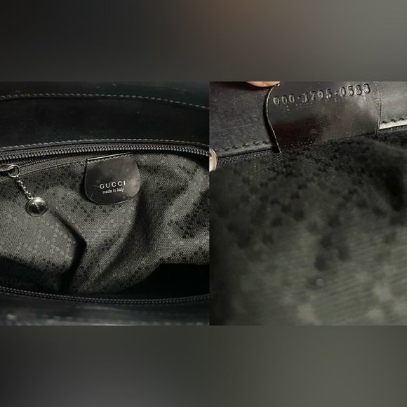 GUCCI Bamboo Black Textured Canvas 2 Way Shoulder / Crossbody - Picture 16 of 17